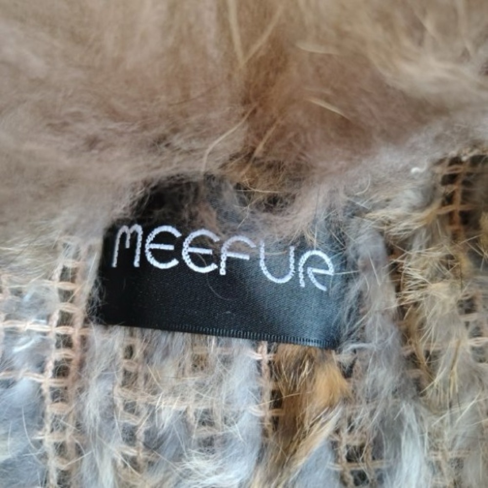 Meefur Rabbit Raccoon Hair Fur Vest Womens L Brown Long Fringe Twilight Victoria - Picture 8 of 15